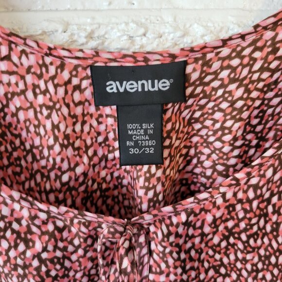 Avenue Womens Top 30 32 Plus Tank Pink Brown Geometric Silk Office GEO22XE - Picture 7 of 8